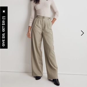The Harlow Wide-leg Madewell pants (light green)
